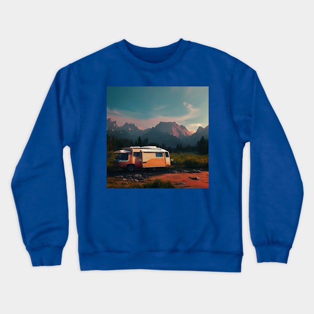 Van Life Camper RV Outdoors in Nature Crewneck Sweatshirt by Grassroots Green